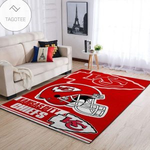 Kansas City Chiefs Nfl Team Logo Helmet Rectangle Area Rug
