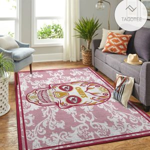 Kansas City Chiefs Nfl Team Logo Skull Flower Style Nice Gift Home Decor Rectangle Area Rug