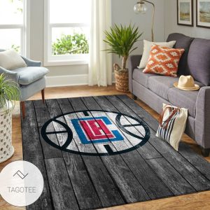 La Clippers Nba Team Logo Grey Wooden Style Nice Gift Home Decor Rectangle Area Rug